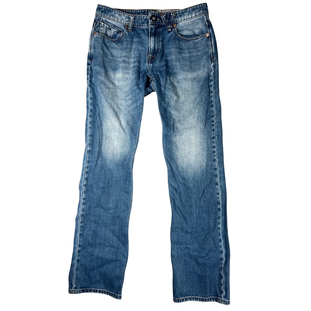 Volcom Solver Modern Straight Jeans Mens 31 Blue Denim Skateboarding